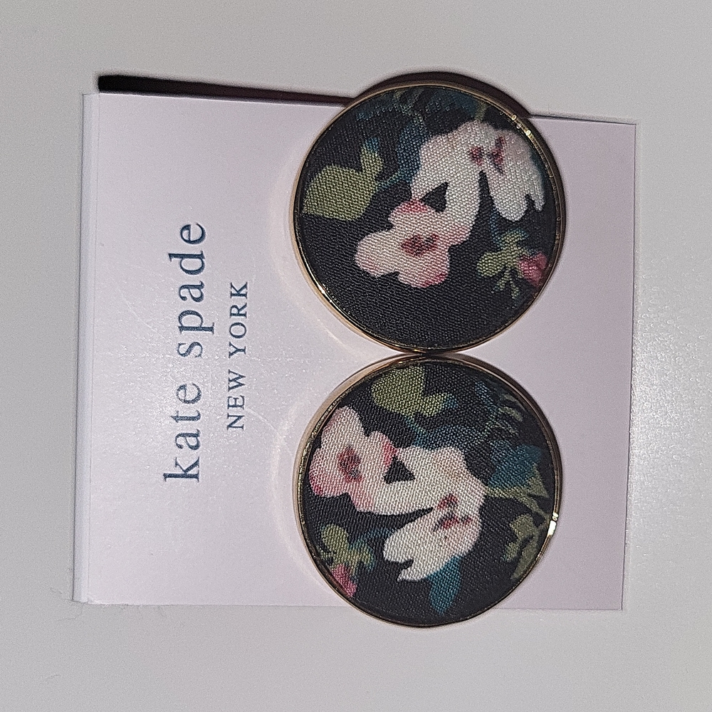 Kate Spade floral fabric earrings, large round